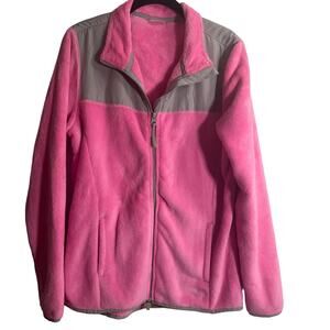 Danskin Now Pink & Gray Fuzzy Women's Jacket Coat with Side Pockets L/G 12-14